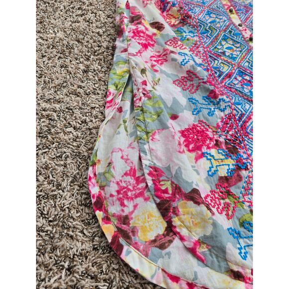 Aratta Silent Journey Floral Embroidered Tunic Shirt Dress Size L Boho Chic - Picture 11 of 12